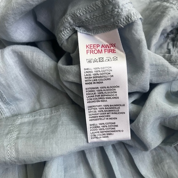 Blue Sleeveless Dress with Eyelet Hem - Picture 5 of 6